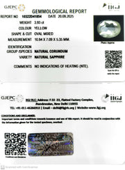 3.93/CT Natural Yellow Sapphire With Govt Lab Certificate (23310)